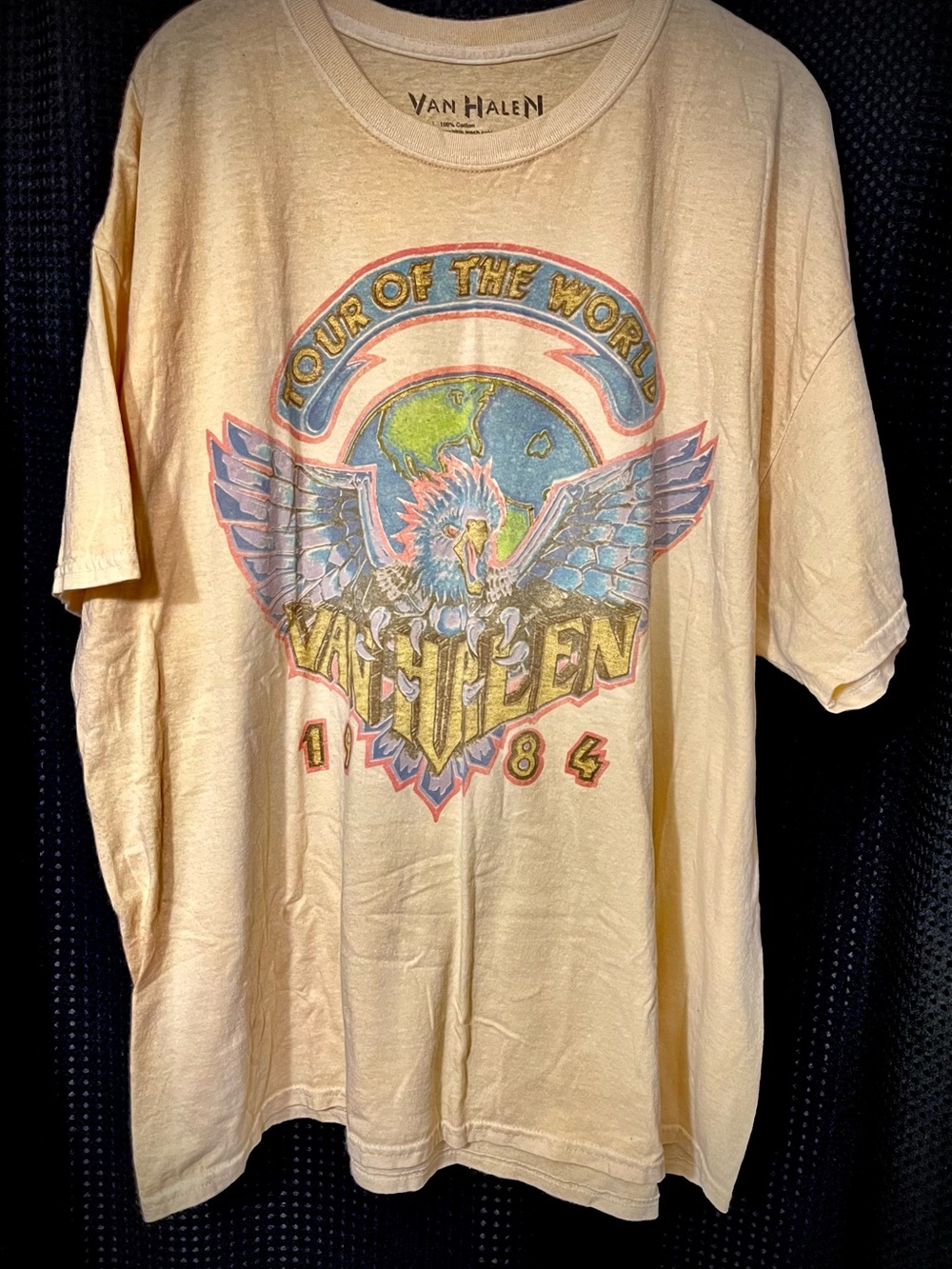 1984 Van Halen concert tour T-shirt, doubled sided print, repress L/XL